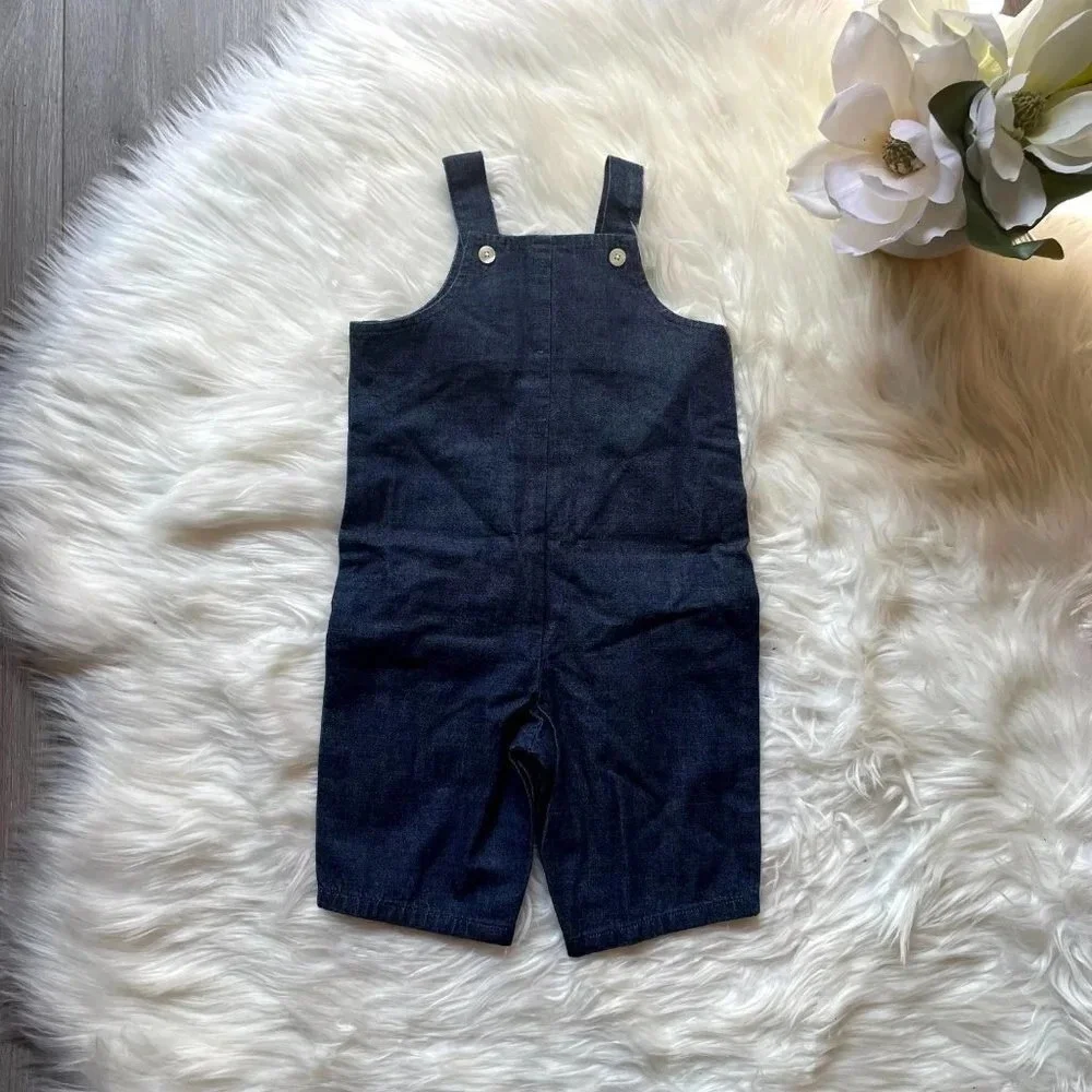 Baby Gap Vintage Blue Denim Overalls Snap Legs Pockets 3-6months